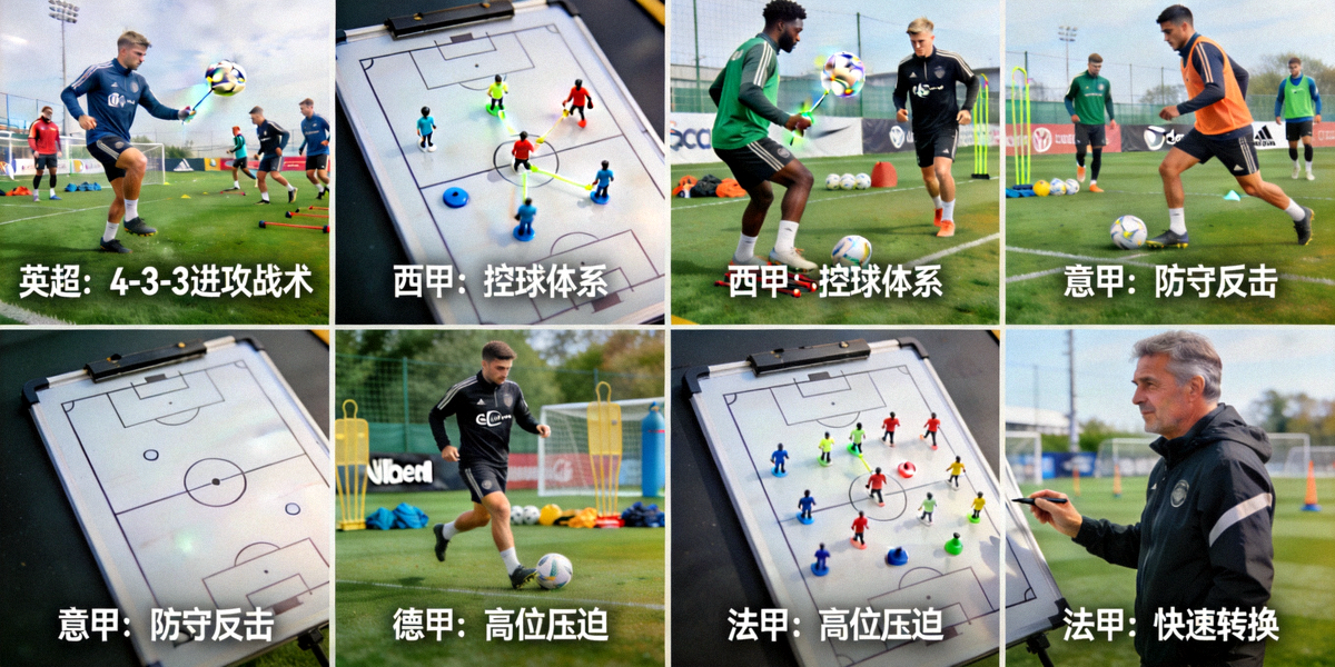 本周五大联赛备战焦点全景图 - 英超、西甲、意甲、德甲、法甲球队训练与战术板特写